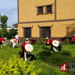 江华水口镇：文明社区开展“清除杂草 美化环境”志愿活动