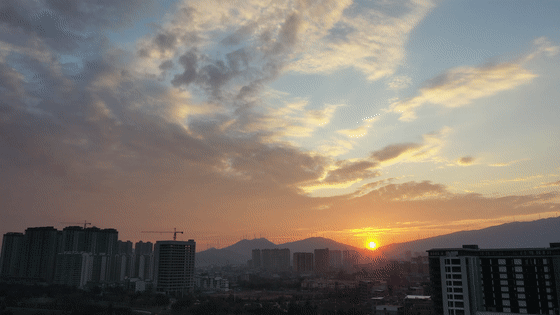 江华：冬日夕阳美景如画