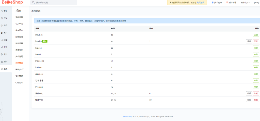 BeikeShop跨境电商多语言独立站系统V1.5.5免授权全开源版