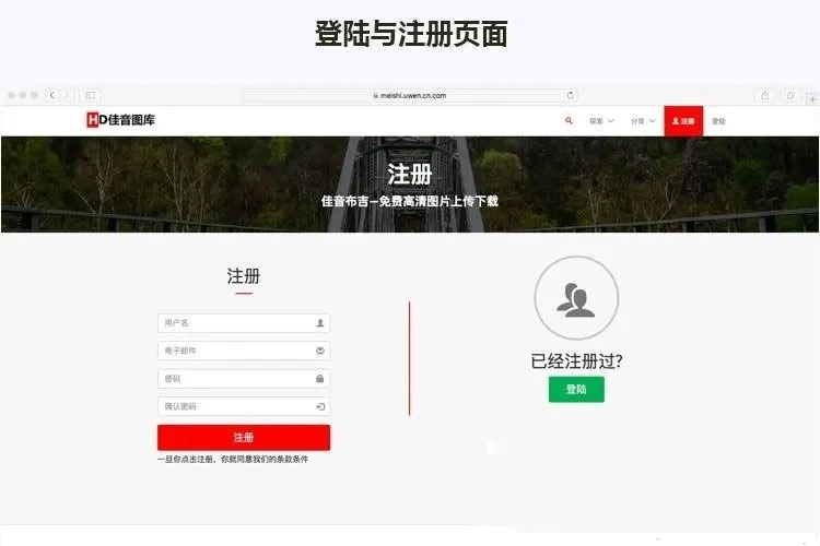 响应式高清图片资源下载网站/图片分享资源网/摄影作品壁纸图/带会员板块库上传下载