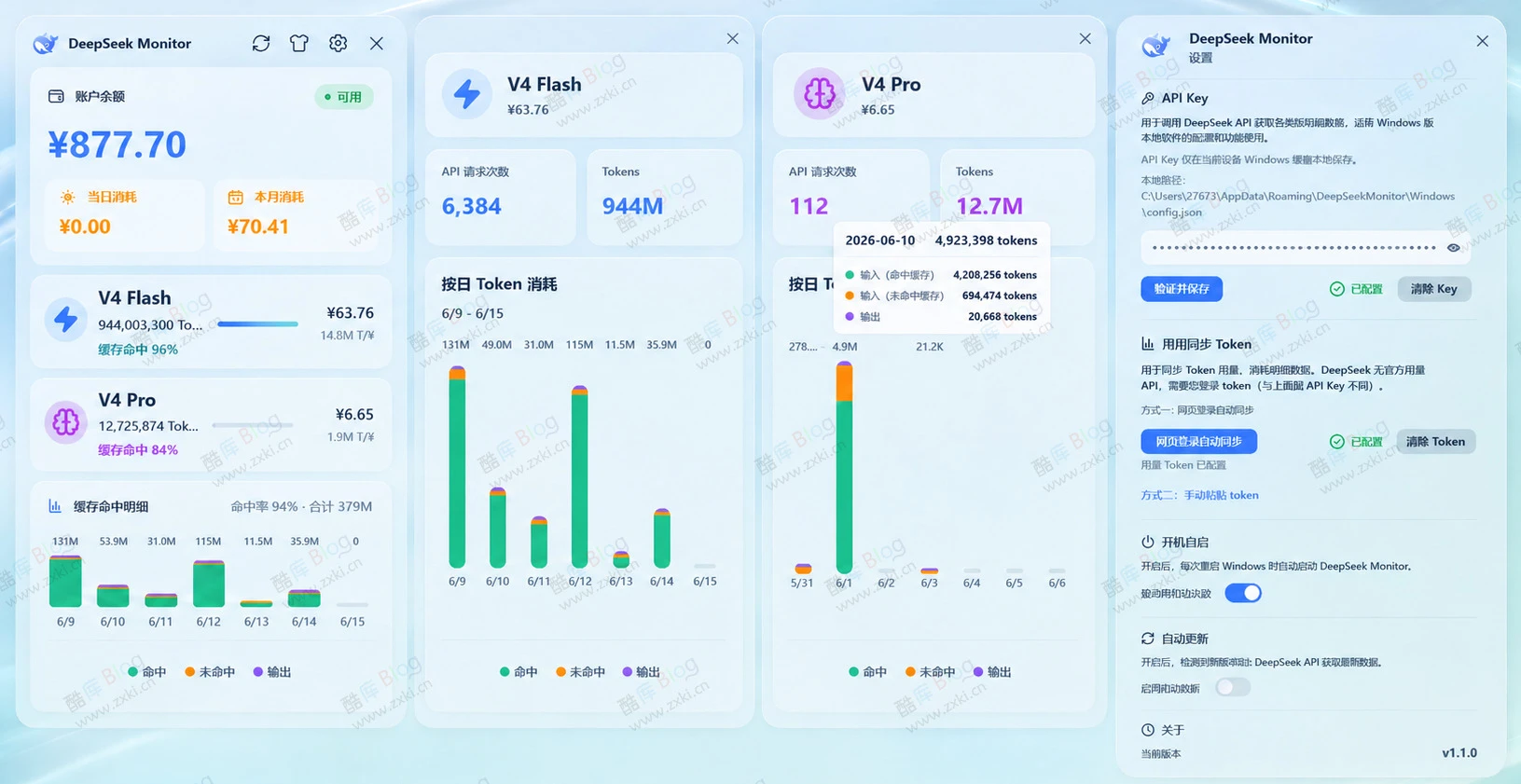 DeepSeek API 用量监控工具，桌面查看余额与 Token 消耗-淘惠啦资源网